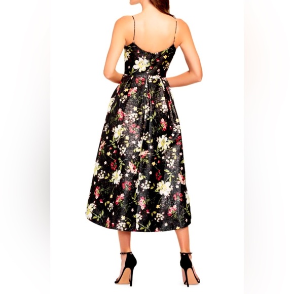 NWT Aidan Mattox high-low shimmery floral midi dress - Picture 2 of 7
